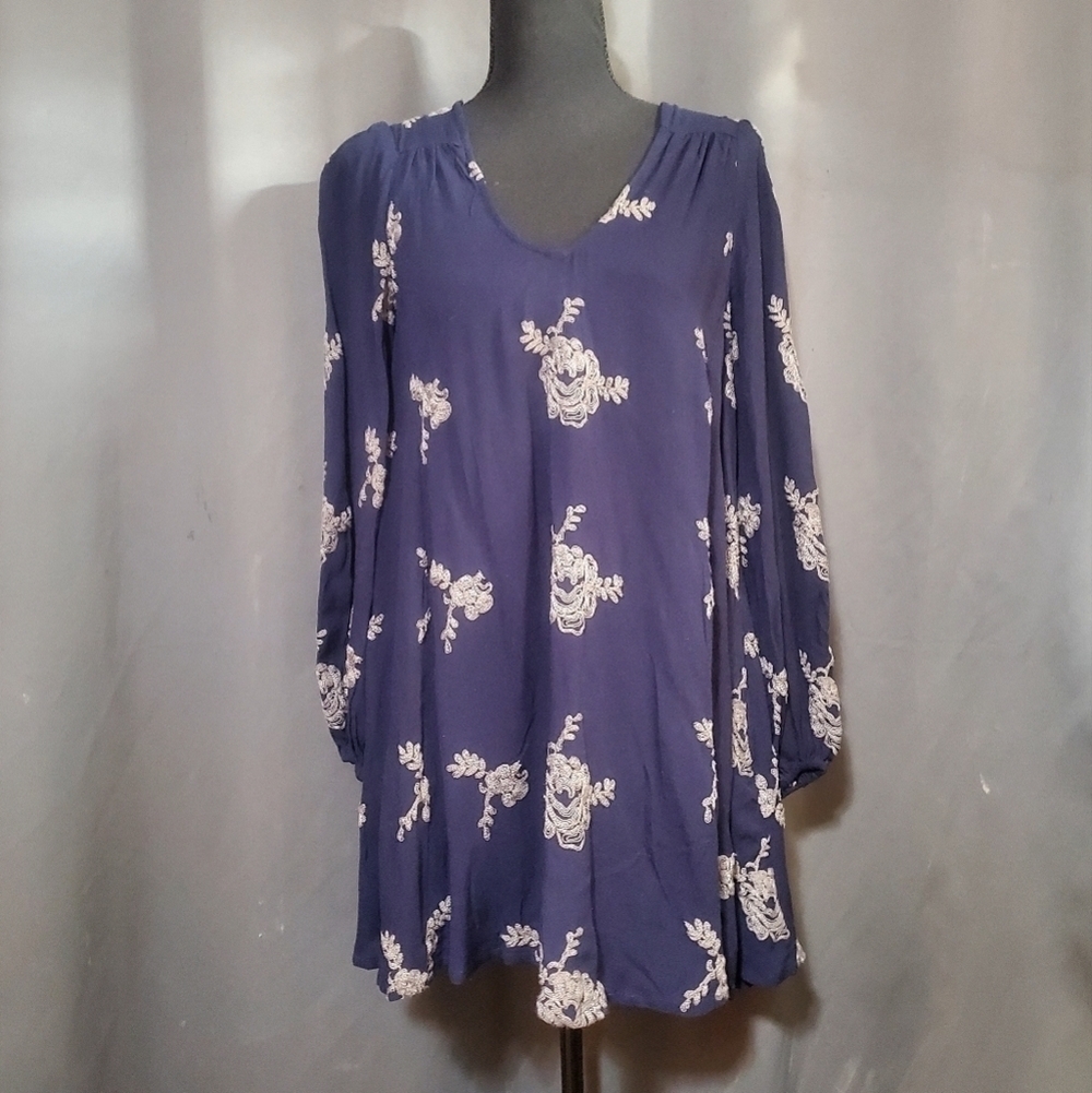 Free people Navy Embroidered Austin Dress Size XS